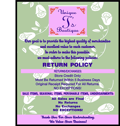 return policy sign