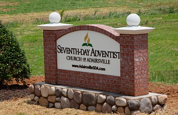 Church Synthetic Brick Monument Sign on Masonry Base