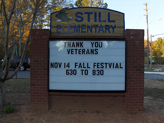 School Monument Sign with Readerboard