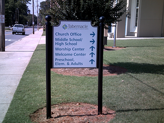 Church Directional Post and Panel Sign