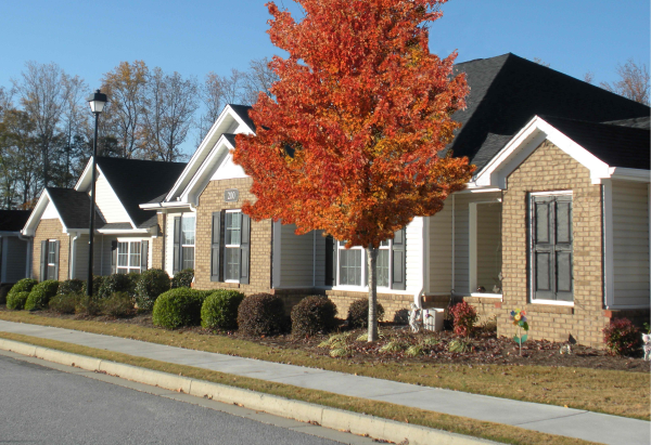 House with Red Leaf Tree Added