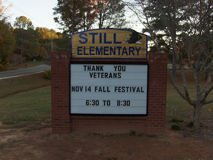 School Monument Sign with Readerboard and Sandblasted Top