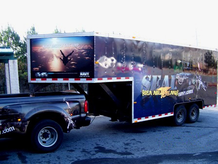 Navy Trailer Wrap Front Side