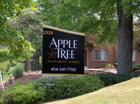 Apartment-Entrance-Sign-Apple-Tree