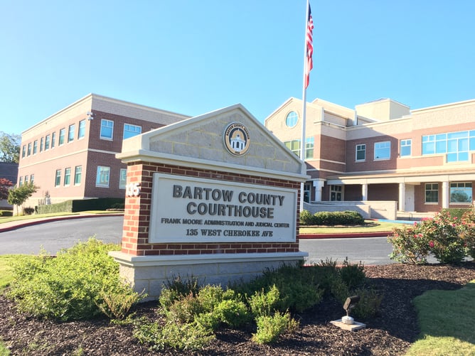 Bartow County - Frank More Courthouse -Masonry Monument Sign - 3-Dimensional Letters - Seal. Made to match existing building