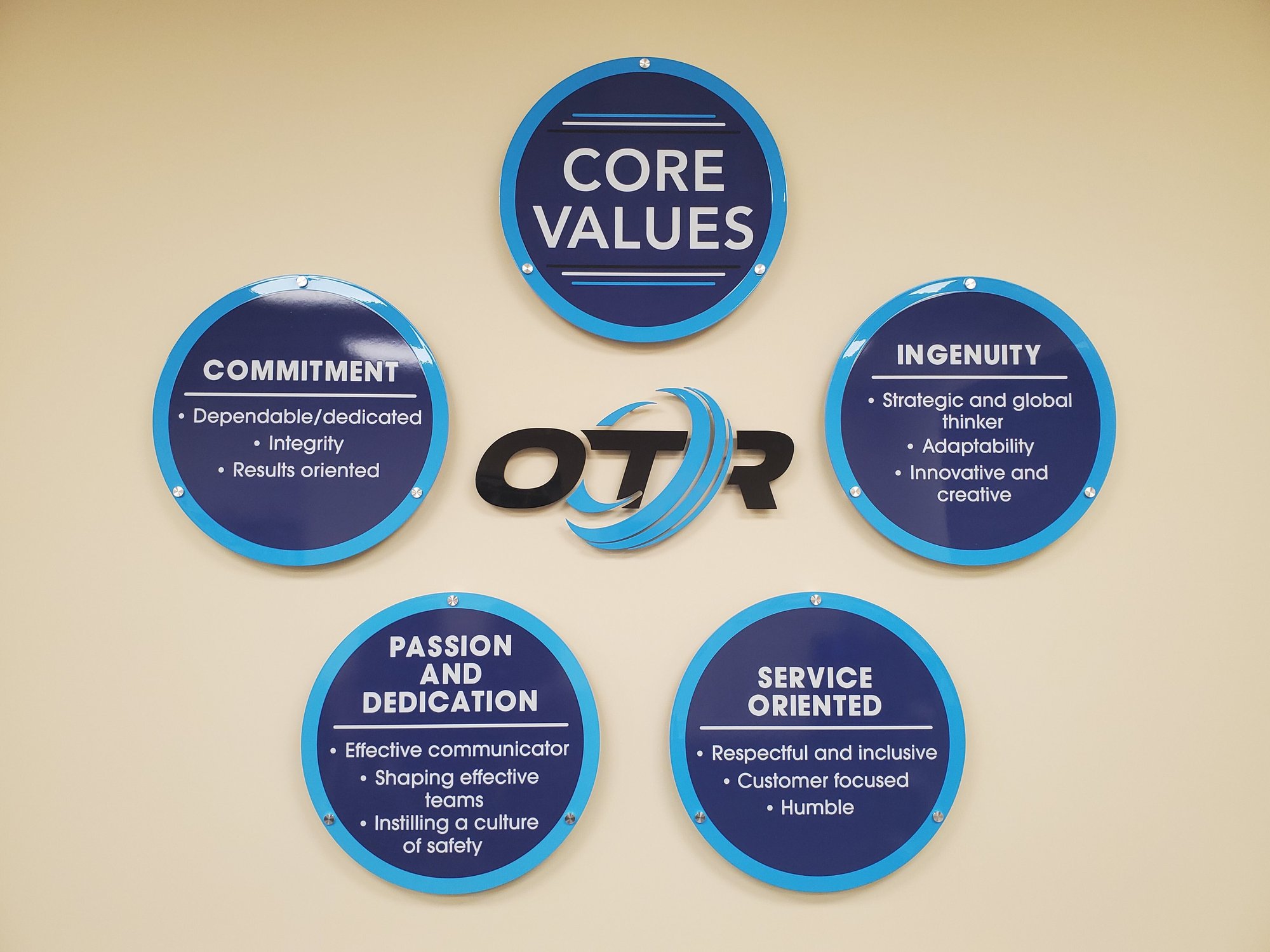 Company Core Values 3-D Sign with Standoffs-1