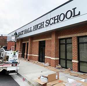 signs and more inc installation of dimensional letters on a school