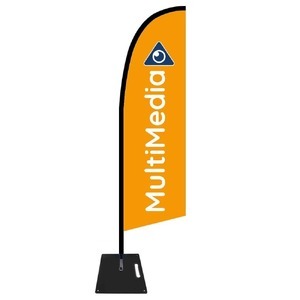 Custom bow flag with printed business logo for outdoor advertising
