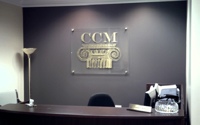 Logo Acrylic Reception Sign with Stand Offs  GoldLeafVinyl