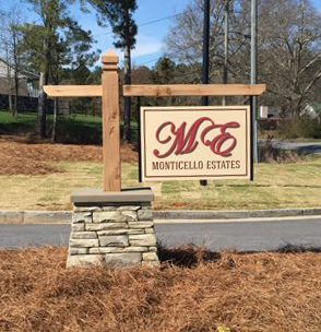 Monticello Estates - Faux Stone Base - Hanging PVC with Acrylic Dimensional Letters