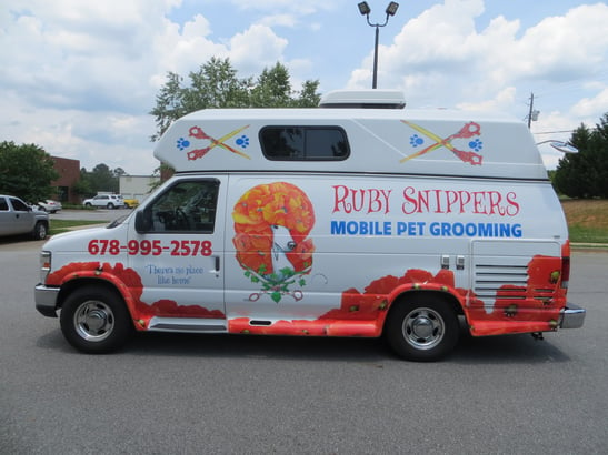 Pet-Grooming-Van-Partial-Wrap, mobile business wrap
