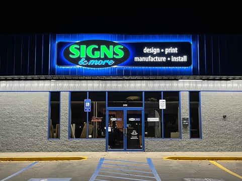 Signs and More Sign Night, halo lighting, push-thru letters, pierced aluminum lighted letters