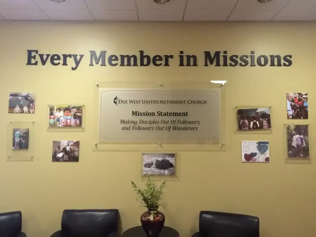 Church Mission Informational Sign with Examples