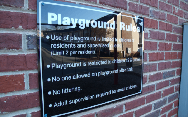 Second Surface Playground Rules Sign