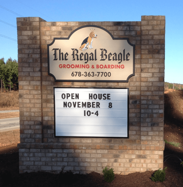 Brick Monument with Sign Panel & Readerboard