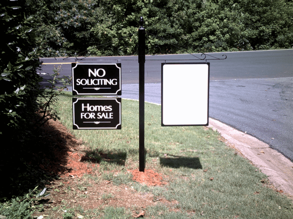 Neighborhood No Soliciting, Etc. Sign with Dry Erase Board