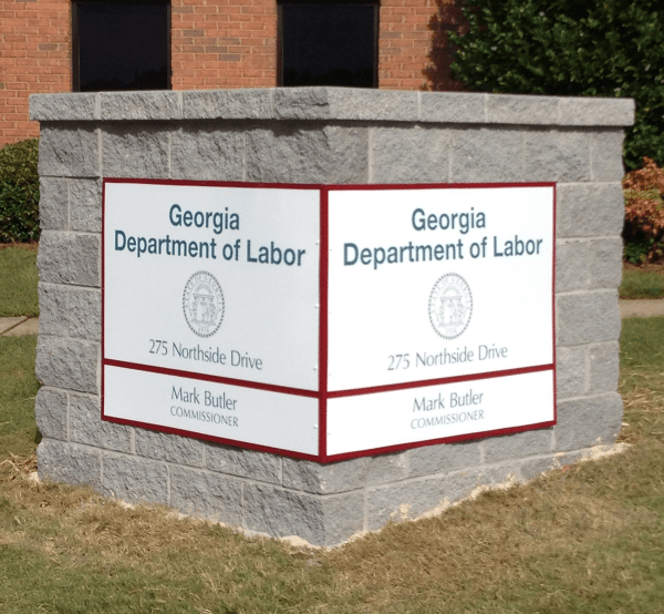 georgia-department-of-labor-stone-aluminum-sign