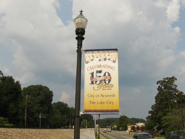 150th Anniversary Pole Banner on Brackets