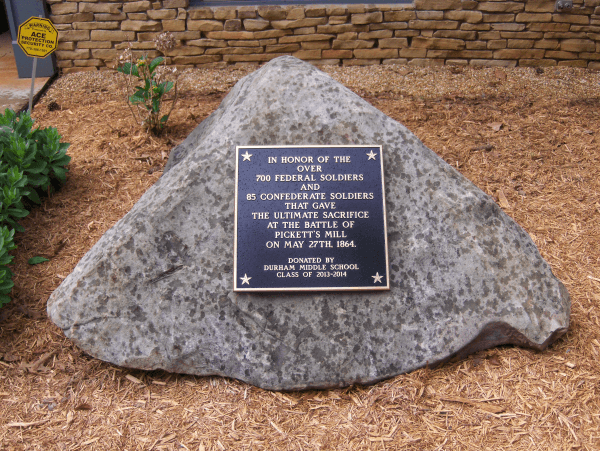 Pickett's Mill Historic Site Plaque on Rock
