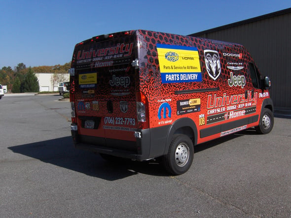 Auto Dealership Shuttle and Parts Vehicle Graphics for Atlanta