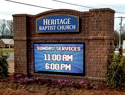 Church brick monument sign with an EMC in Metro Atlanta