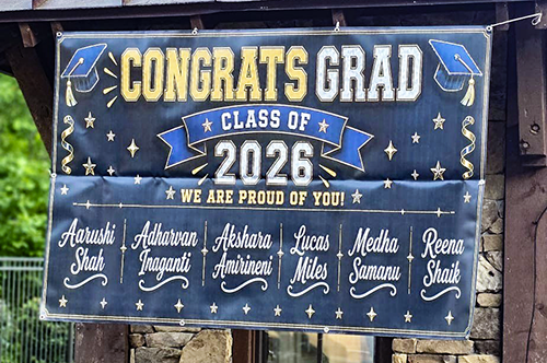 graduation banner made by Signs and More for a Metro Atlanta Neighborhood
