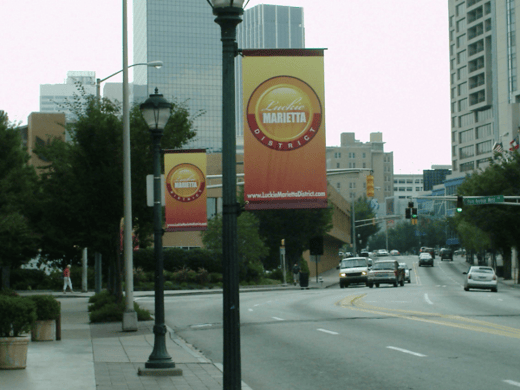luckie-marietta-street-banner, boulevard banner, pole banner