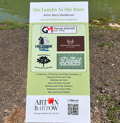 artwork interpretive informational signage in a park for Bartow County Art in Bartow