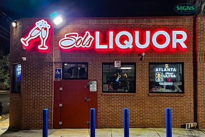 Channel Letters for Sols Liquor in Downtown, Atlanta, Georgia