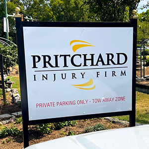 replacement dibond sign face for existing post and panel at Pritchard Injury Firm in Chattanooga, Tennessee