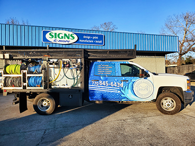 Service vehicle partial wrap by Signs and More inc serving Atlanta Georgia and Surrounding areas