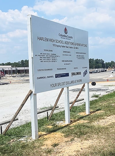 Columbia County Splost Project Informational Post and Panel for Harlem High School Addition and renovations