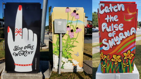 Custom vinyl wraps turn ordinary utility boxes into colorful public art throughout Smyrna