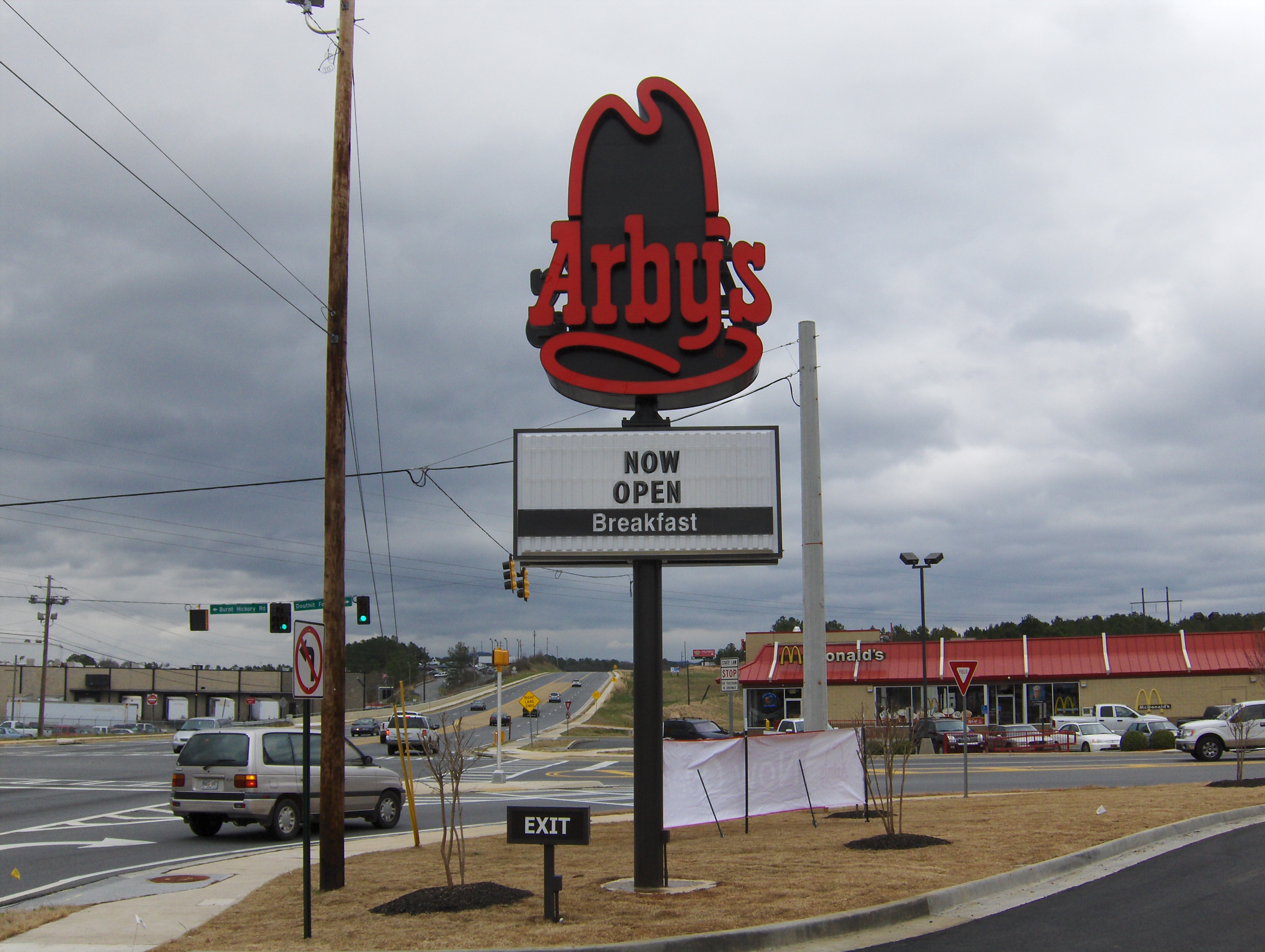 lighted reader board Arbys storefront