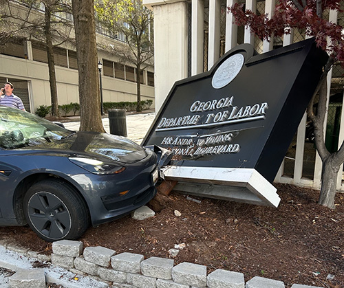 Monument Sign Replacement After a Car Crash: Georgia Department of Labor